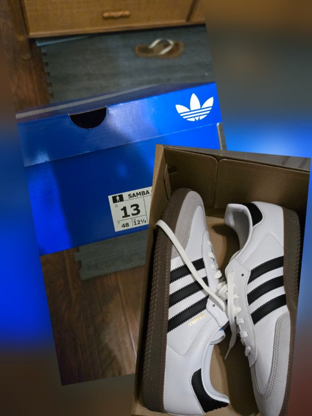 Men's Adidas Samba OG White Black Gum Size 13 New - Picture 3 of 3